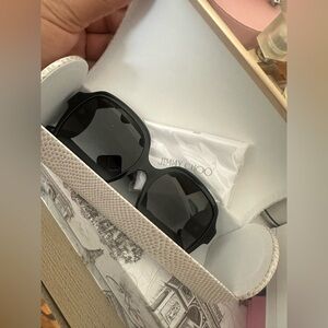 Jimmy Choo Glossy Black Oversized Round Sunglasses